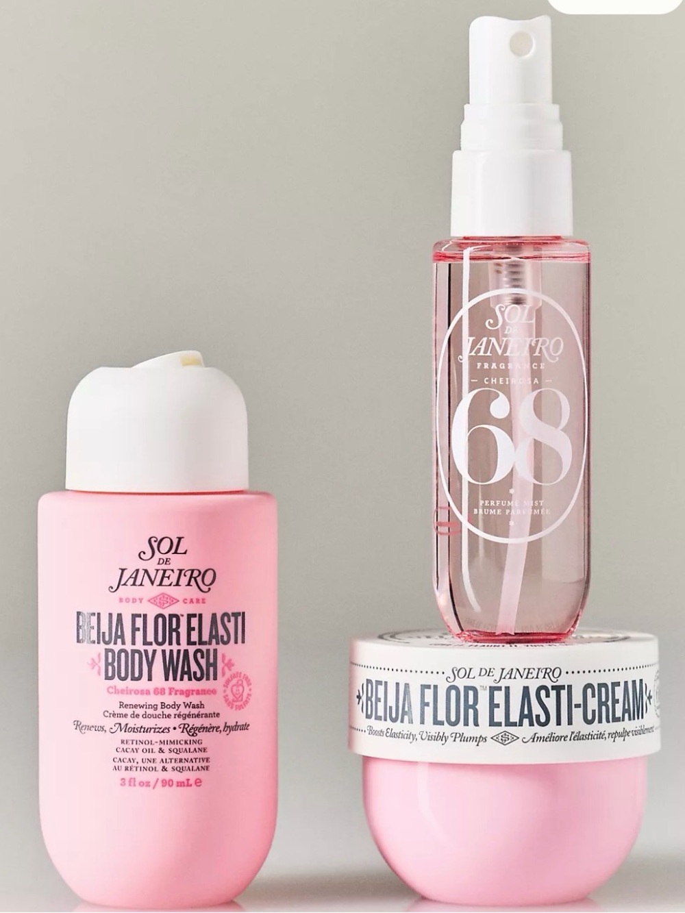 Anthropologie Sol de Janeiro Pink Beija Flor Elasti Body Wash & Cream Set